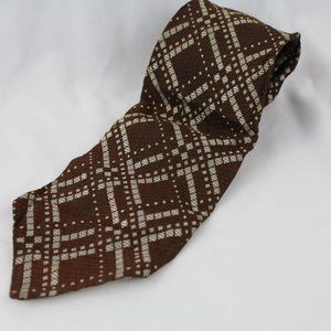 Carson Pirie Scott Executive Collection Men's Tie Necktie Brown Geometric 70s 60
